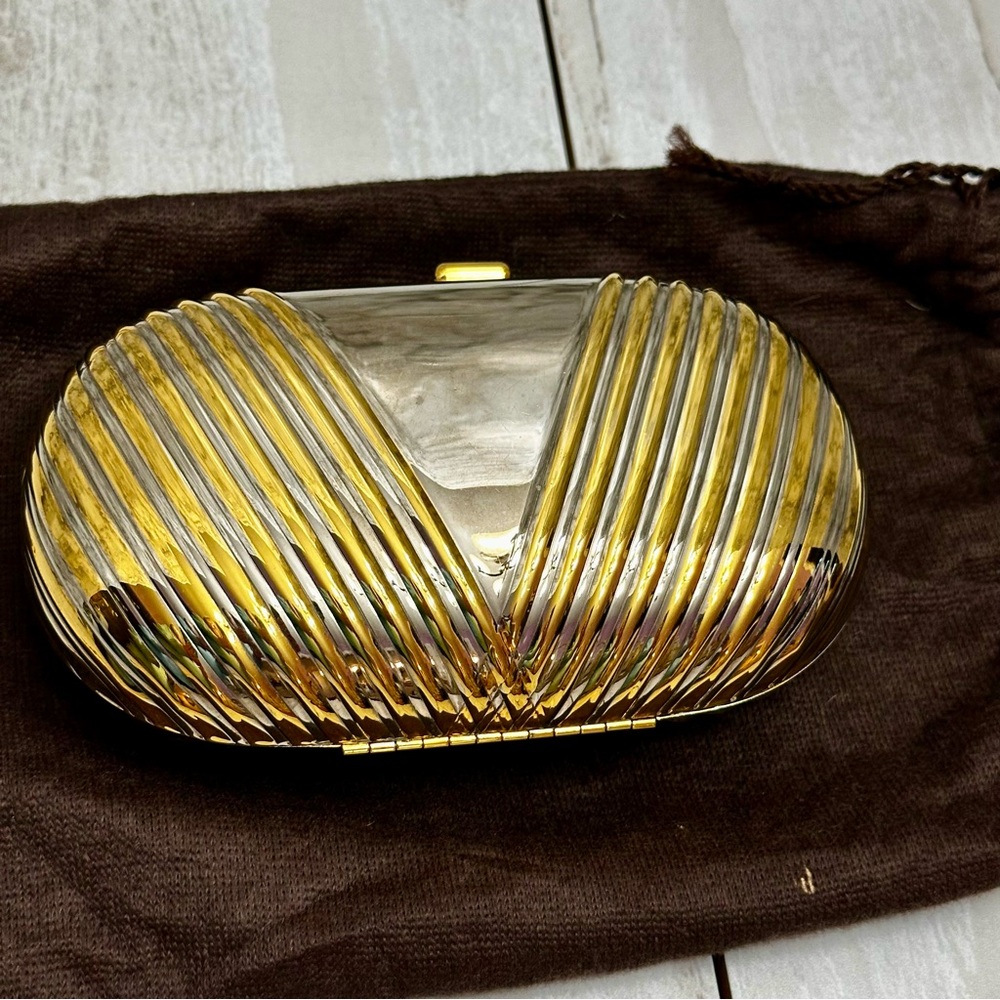 Vintage Gold and Silver Striped Clutch